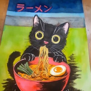 Black Cat Ramen Paintig